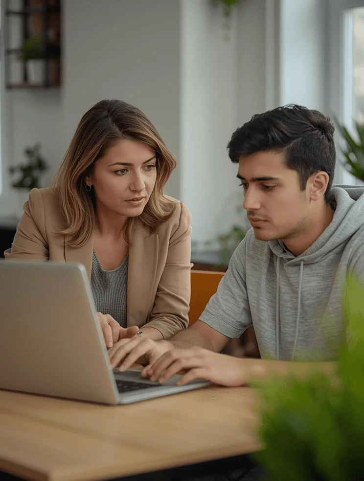 Education consultant working with a student